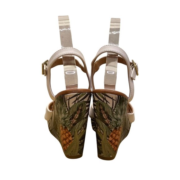 Vizzano Women’s White Faux Leather Tropical Pineapple Print Wedge Sandals Size 6 - Picture 7 of 11